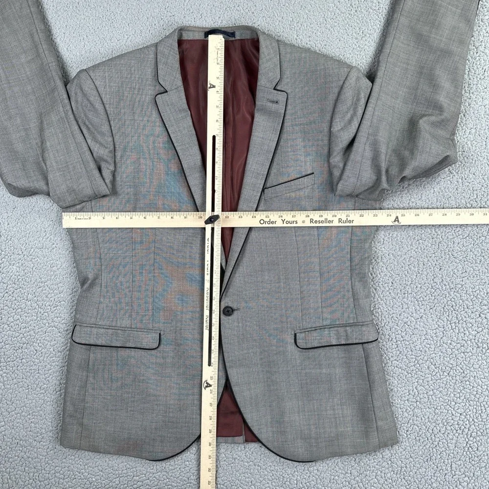 NEXT Signature Angelico Super 100s Blazer Men 46R Grey Slim Fit Woven in Italy